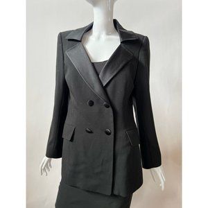 Hermes Womens Tuxedo Jacket Black Double Breasted Collar Paris France EU 40